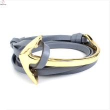Bracelet en cuir en acier inoxydable Custom Box plastique chaîne ancre en cuir Bracelet fermoir